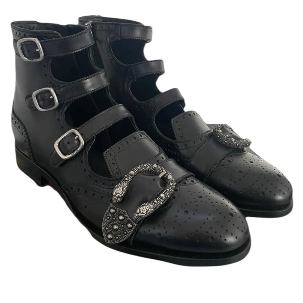 Gucci Queercore Leather Boots with Dionysus buckle. 38869983